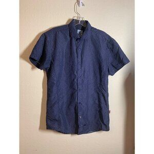 English Laundry Short Sleeve Button Up Shirt Men's Size Medium Blue AD8